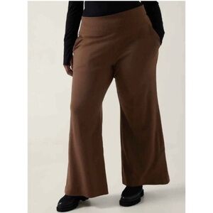 Athleta brown venice pant wide split leg womens plus 3X pull on
